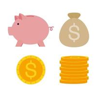 Money and finances icon set vector