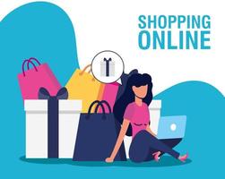 banner de compras online y comercio electrónico. vector