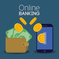 Online banking technology with smartphone vector