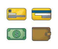 Money and finances icon set vector