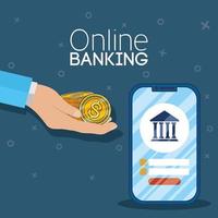 Online banking technology with smartphone vector