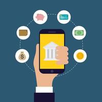 Online banking technology with smartphone vector