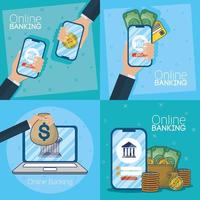 Online banking technology with electronic devices vector