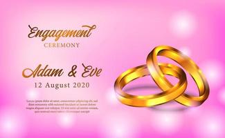 Compromiso de anillo de oro 3d proponer cartel romántico de boda vector