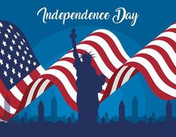 USA Independence Day banner with Statue of Liberty vector