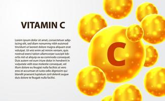 3d esfera molécula átomo oro amarillo vitamina c vector