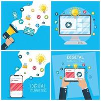 Digital marketing banner set with electronic devices vector