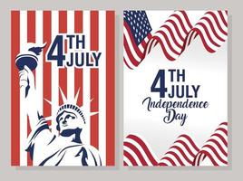 conjunto de banners de celebración del día de la independencia de estados unidos vector