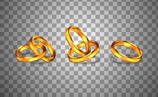 pareja anillo dorado brillante para compromiso realista vector