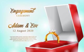 3D golden ring with red box engagement vector