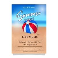 cartel de fiesta en la playa de verano flyer banner design vector