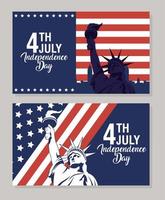 USA Independence Day celebration banner set vector