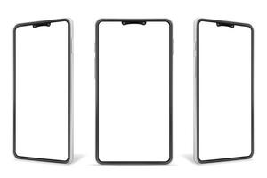 Realistic smartphone blank mock up mobile phone set vector