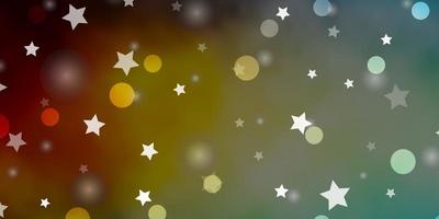 Red, Yellow background with circles, stars. vector