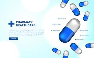 3d farmacia píldoras cápsula medicina salud vector