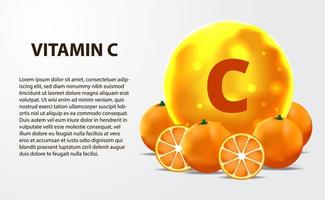 3D sphere molecule gold yellow vitamin c vector