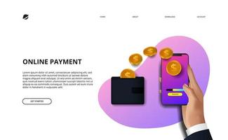 Online payment landing page business finance e-commerce vector