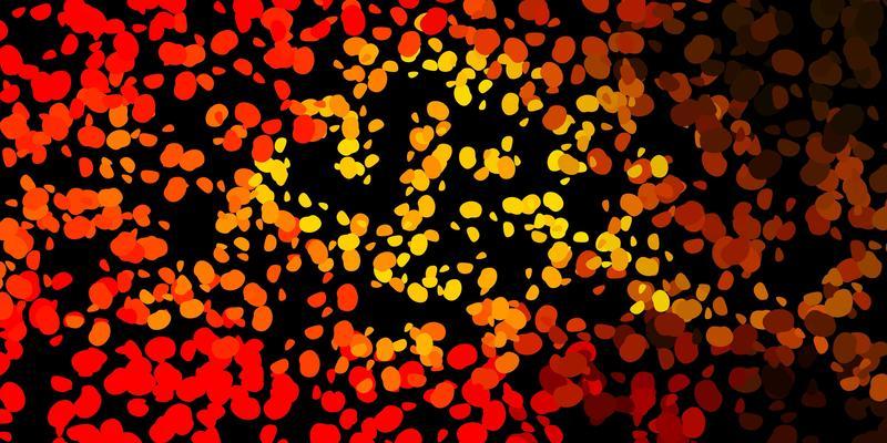 Dark red, yellow pattern with abstract shapes.