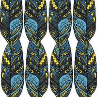 Pattern with doodle feathers vector