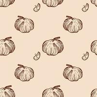 Pattern with garlic. vector