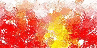 Light red, yellow layout with beautiful snowflakes. vector