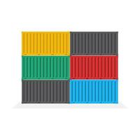 Side view of colorful stacked shipping containers vector