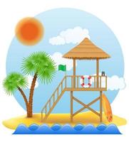 Beach lifeguard tower vector