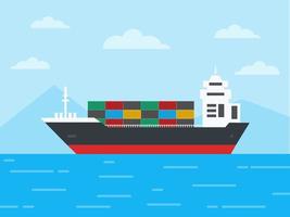 Container cargo ship in the ocean vector