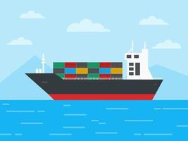 Container cargo ship in the ocean vector