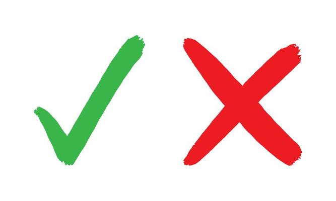Check mark and cross signs, brush style