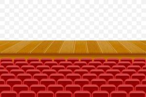 Escenario de teatro con asientos para espectadores. vector