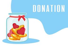 Charity and donation banner with full jar vector