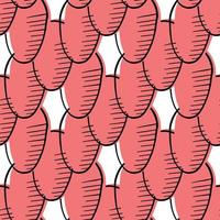 Hand drawn red and white oval shape pattern vector