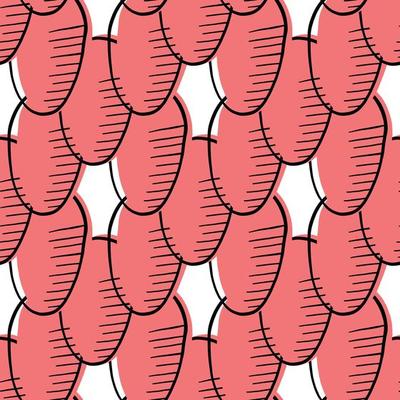 Hand drawn red and white oval shape pattern