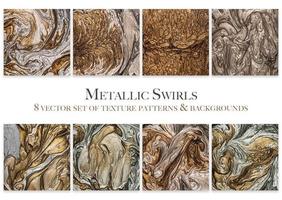 Metallic Swirls Set of 8 Texture Patterns vector