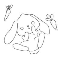 Rabbit and carrot outline for coloring page vector