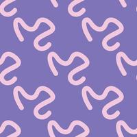 Hand drawn pink abstract shape on purple pattern vector