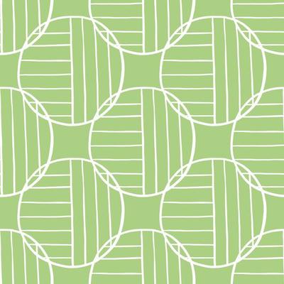 Hand drawn white colored circles and lines on green pattern