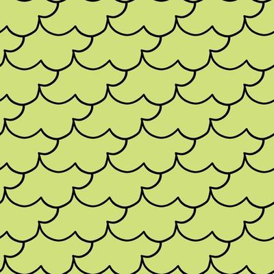 Hand drawn black outline shape on green pattern