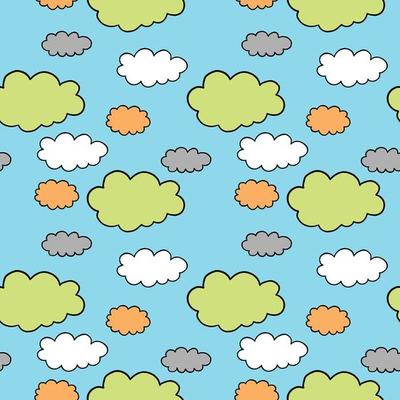 Hand drawn and colored cloud pattern