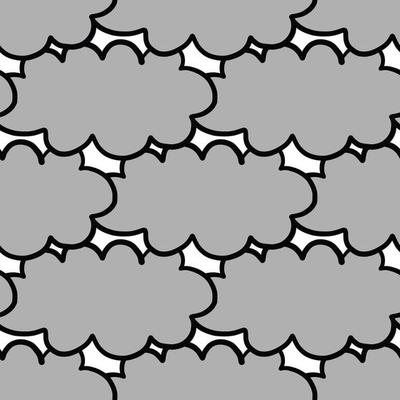 Hand drawn grey, black otulined clouds pattern