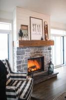 Cozy fireplace in the living room photo