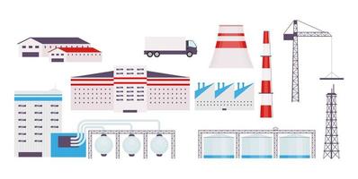 Industrial factory objects set vector