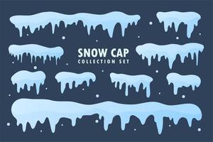 Snow cap collection. White snow falling in winter vector