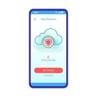 interfaz de teléfono inteligente de protección de datos vector