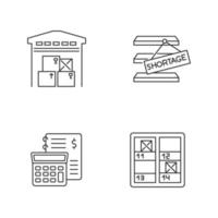 Warehouse management linear icons set. vector