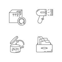 Merchandise quality accounting and control linear icons set. vector