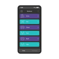 Workout smartphone app interface template vector