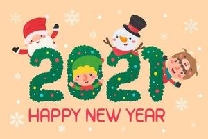 Christmas characters in 2021 text vector