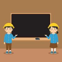 Cute Elementary School Students with Board vector
